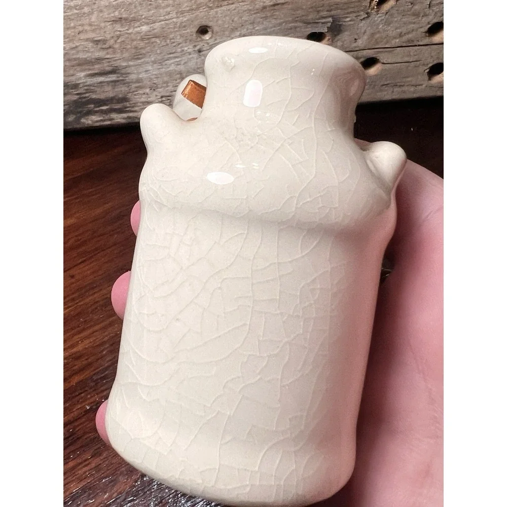 Ceramic Milk Cans Salt and Pepper Shakers Country Style Silk Ribbon Rose Vintage